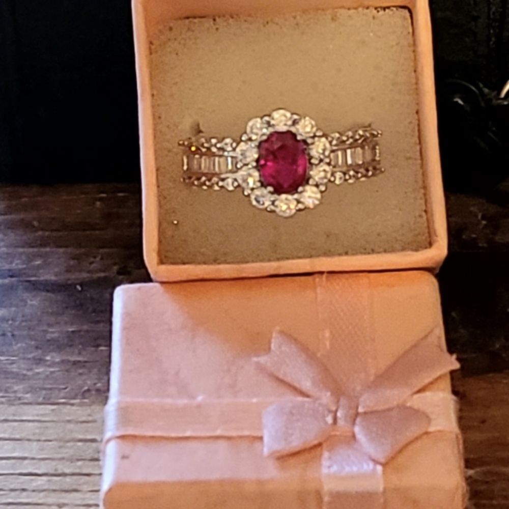Simulated Ruby set in S925 Sterling Silver